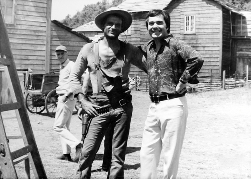 Terence Hill e Renato Casaro sul set di Trinità