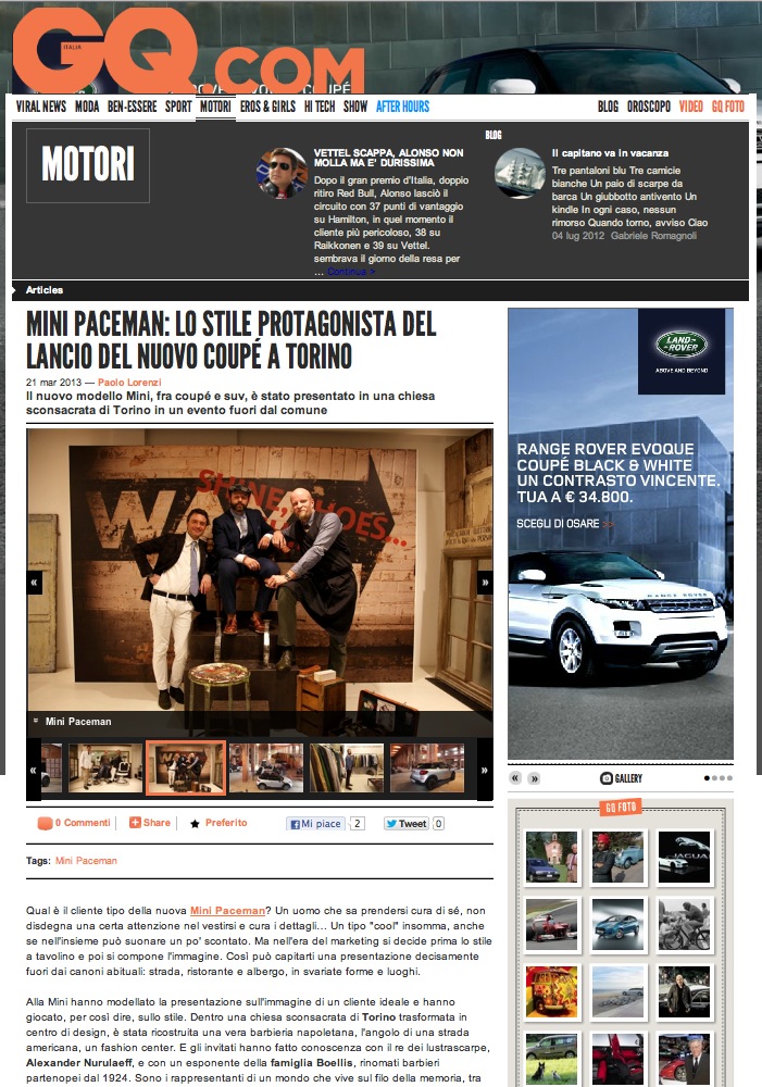 GQ Magazine about Alexander Nurulaeff